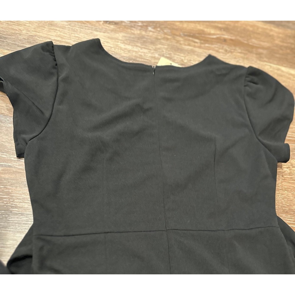 Moyabo Black Ruffle Sleeve Flared A Line Swing Casual Party Cocktail Dress Large - Picture 4 of 7